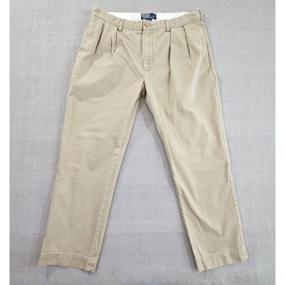 Polo Ralph Lauren Men's Ethan Pants Size 38 x 32 Khaki Pants Cotton Twill EUC - Picture 1 of 16